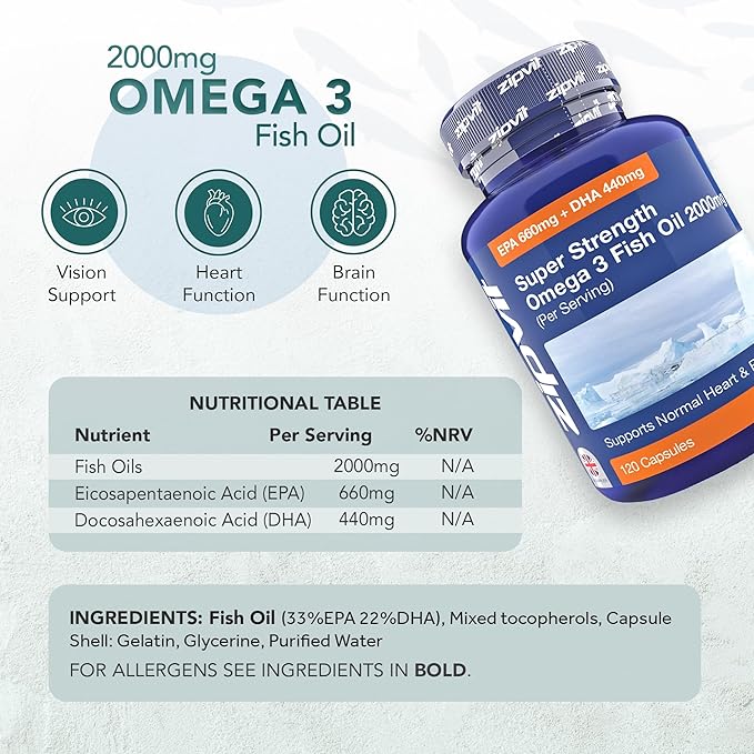 Omega 3 Fish Oil 2000mg 120 Capsules 660mg DHA 440mg per