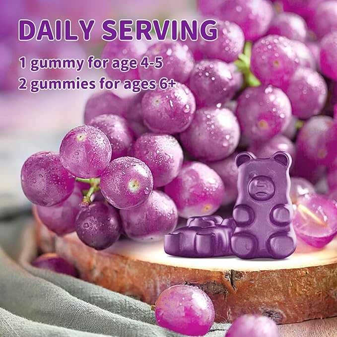 Magnesium Gummies for Kids, Sugar-Free Magnesium Citrate Gummies, Great Tasting Calm Magnesium Gummies for Adults & Kids, Support Sleep, Bone & Muscle Health, Nerve Relaxation, 60 Grape Gummies