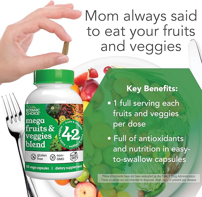 Botanic Choice Mega Fruits and Veggies Blend 42 Fruit 60 Capsules