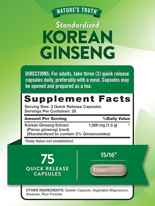 Nature's Truth Korean Ginseng Capsules 75 Count