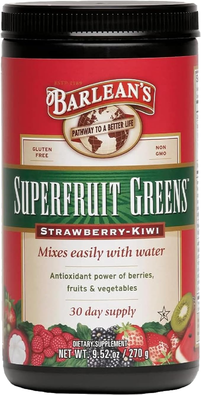 Barlean's Strawberry Kiwi Superfruit Greens Powder, 9.52 oz