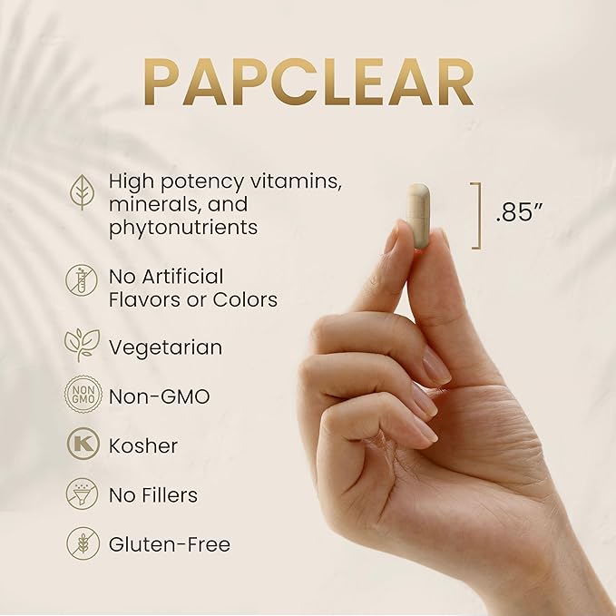 PAPCLEAR Physician Formulated | All Natural Immune Support Supplement | Advanced Powerful Immunity Booster | 21 Vitamins & Nutrients with Organic Shiitake Mushroom & Lycopene | 90 Capsules | Pack of 1