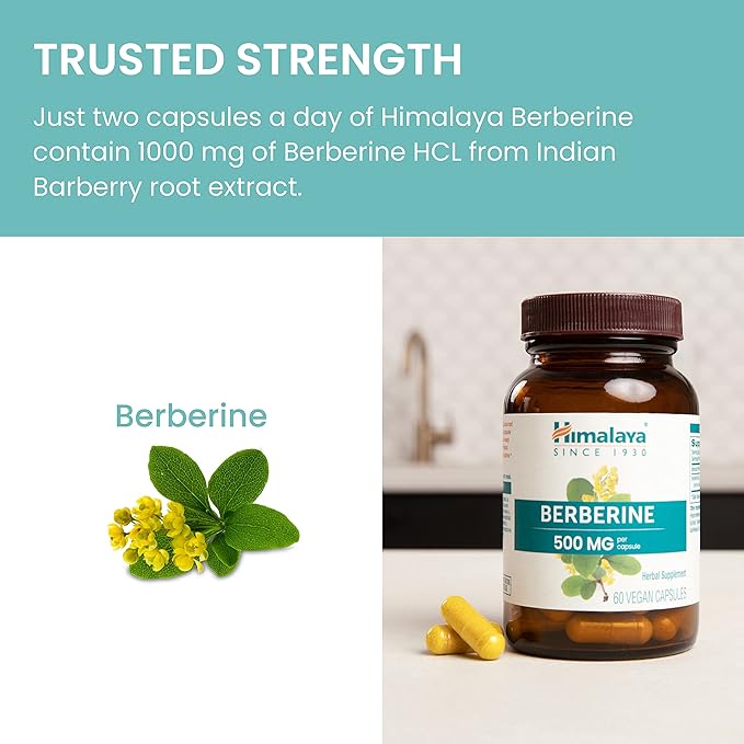 Himalaya Berberine for Metabolism & Cholesterol 1000 mg 60 Capsules