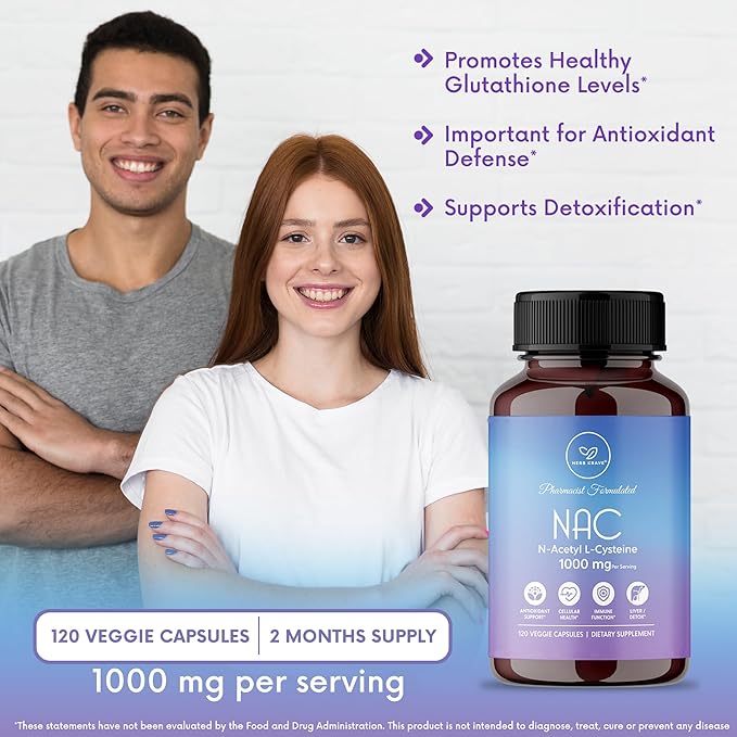 NAC Supplement N-Acetyl Cysteine 1000 mg, 120 N-Acetyl-L-Cysteine