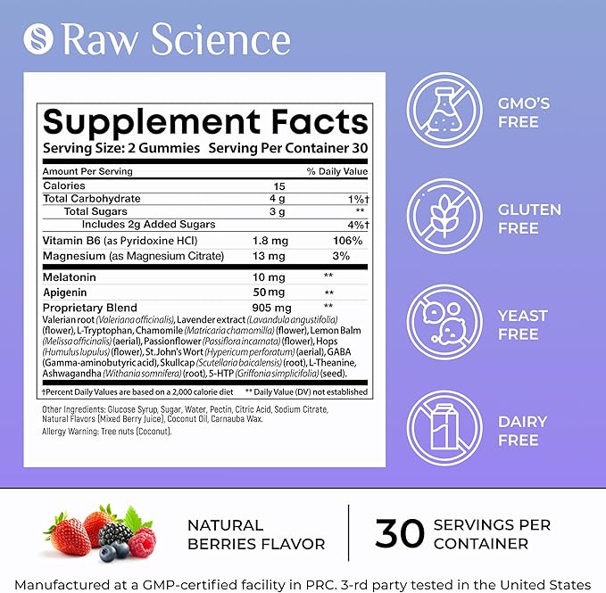 Melatonin Gummies - Supplement for Adults with Melatonin 10mg, Ashwagandha, Magnesium, Vitamin B6, Calcium - Calm, Relax & Support: Inositol, L-Theanine, GABA, 5HTP, Lemon Balm, 60 gummies