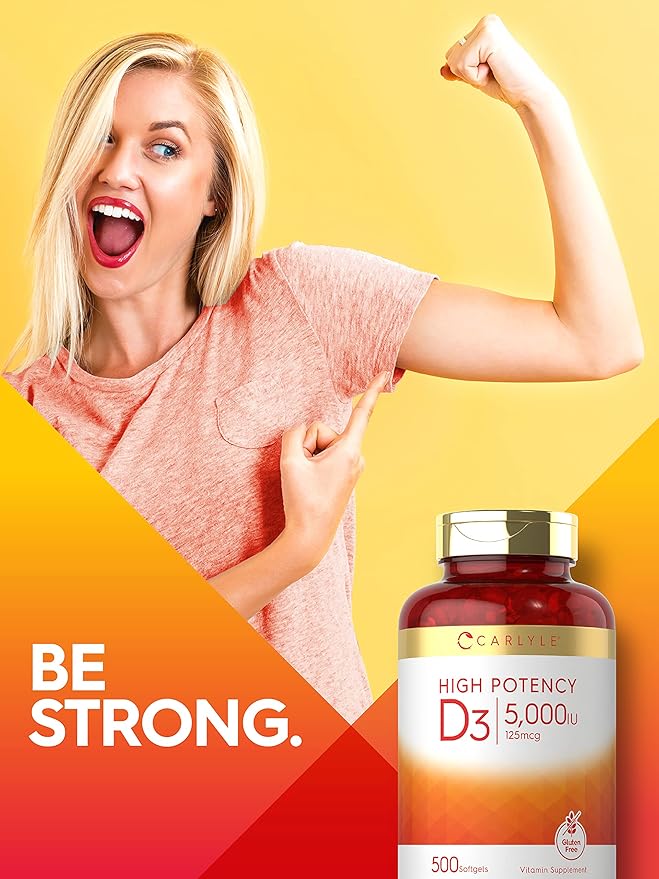 Carlyle Vitamin D3 5000 IU Softgels 500 Count 125mcg