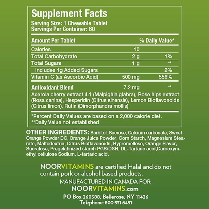 Noor Vitamins 500 MG Halal Vitamin 60 Orange 2 Month