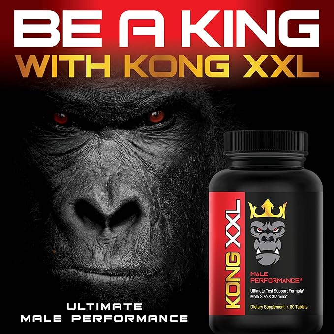 Kong XXL- Ultimate Male Performance and Enlargement Pills for Men- Add 3-6” in 60 Days- Enhanced Size, Drive, Strength and Endurance - Boost Performance- 60 Tablets