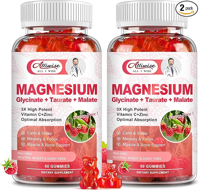 2Pack Magnesium Glycinate Gummies 500mg,Magnesium Potassium