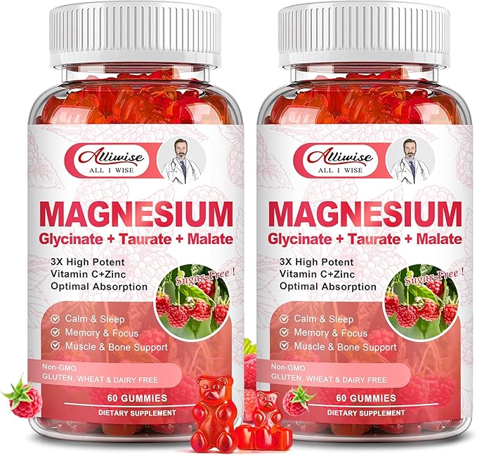 2Pack Magnesium Glycinate Gummies 500mg,Magnesium Potassium