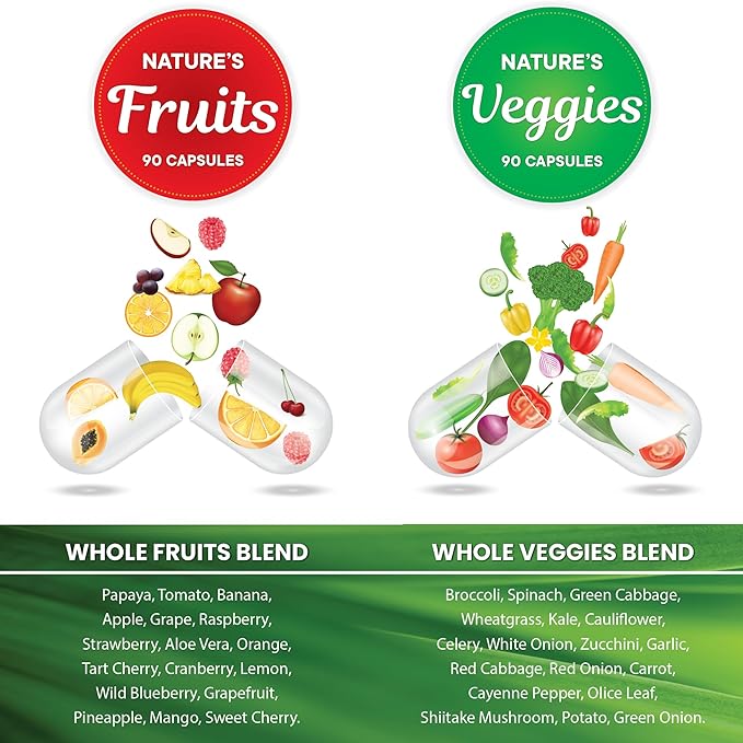 Superfood 180 Fruit and 180 Veggie -100% Whole (90 Count 4)
