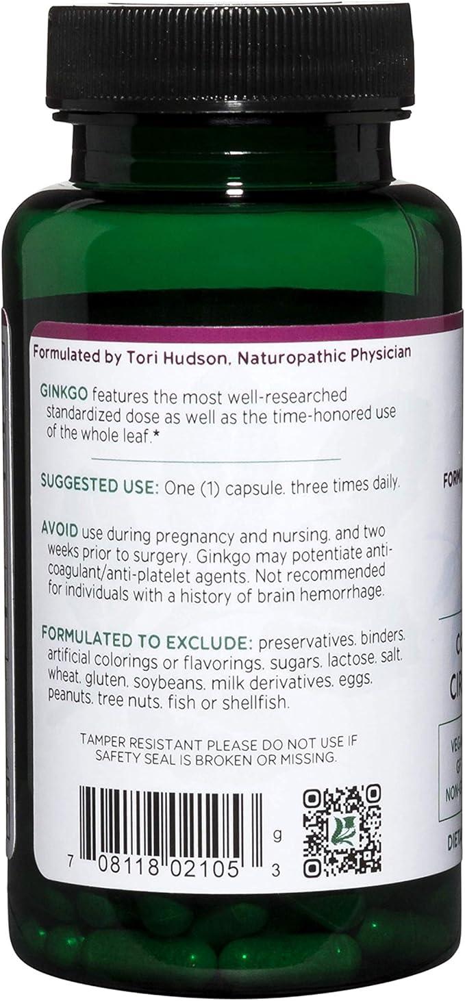 Vitanica Ginkgo Biloba Extract Supports Circulation 24% Flavone 6% Terpene 90 Capsules