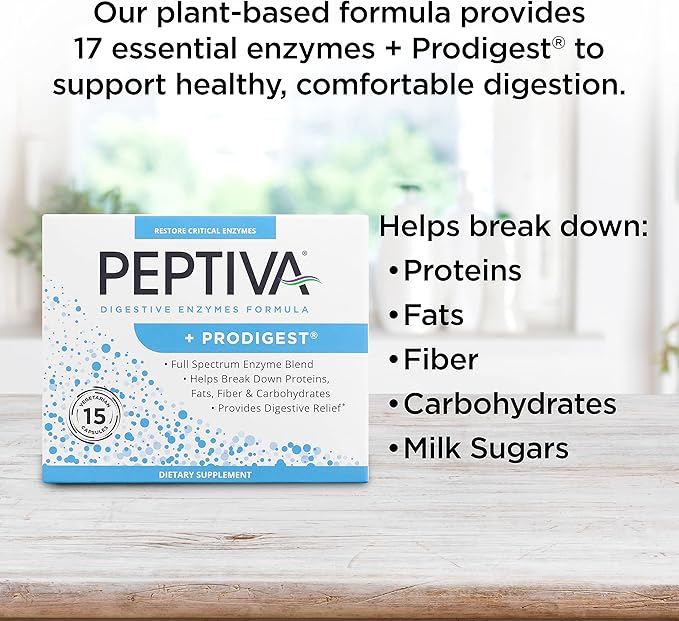 Peptiva Digestive Enzyme Supplement + ProDigest 15 Count