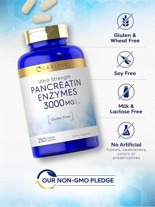 Carlyle Pancreatin Digestive Enzymes 3000mg | 250 Caplets