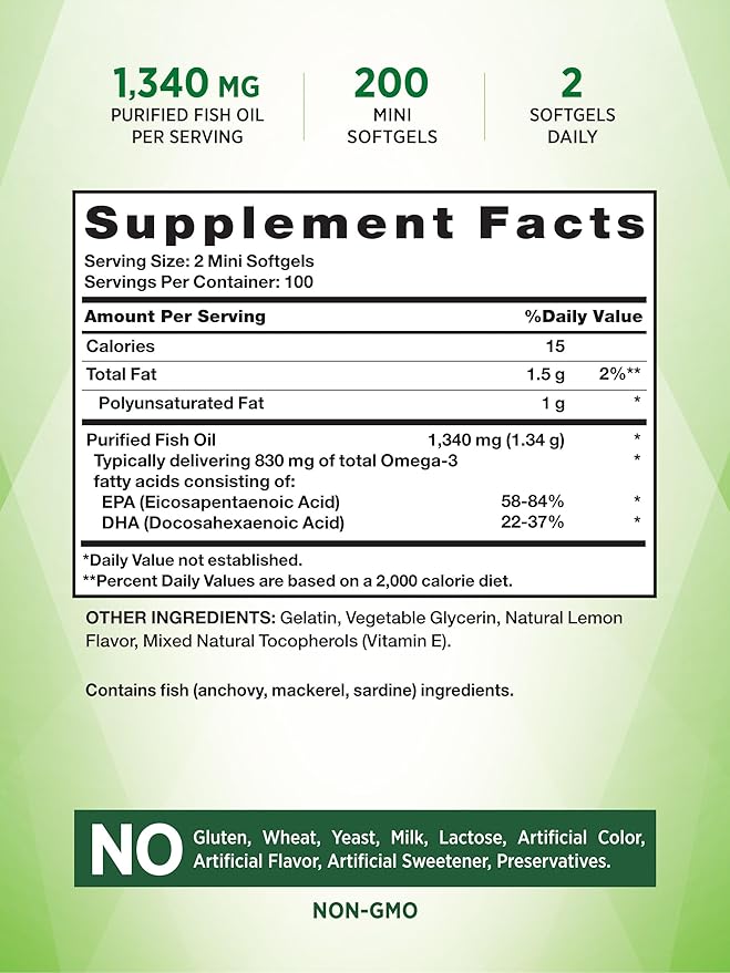 Nature's Truth Fish Oil Omega 3 1340 mg 200 Mini
