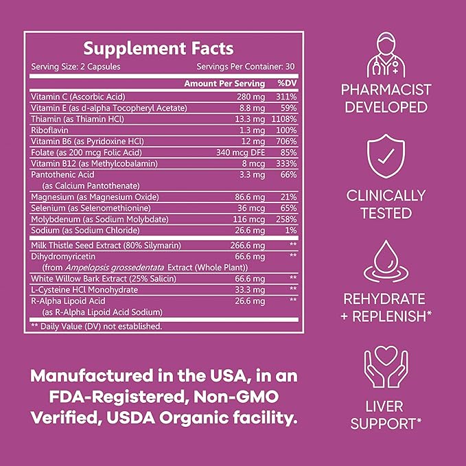 Good Morning - Drink Tonight, Thrive Tomorrow | Clinically Tested Post-Drinking Relief, Liver Support and Hydration Recovery with Electrolytes, Milk Thistle + DHM. Cheers!