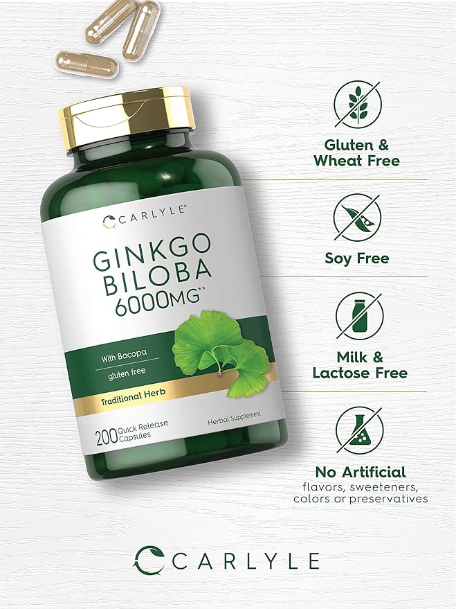 Carlyle Ginkgo Biloba Pills 6000mg | 200 Capsules