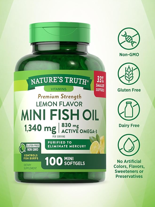 Mini Fish Oil Omega 3 1340 mg 100 Softgels