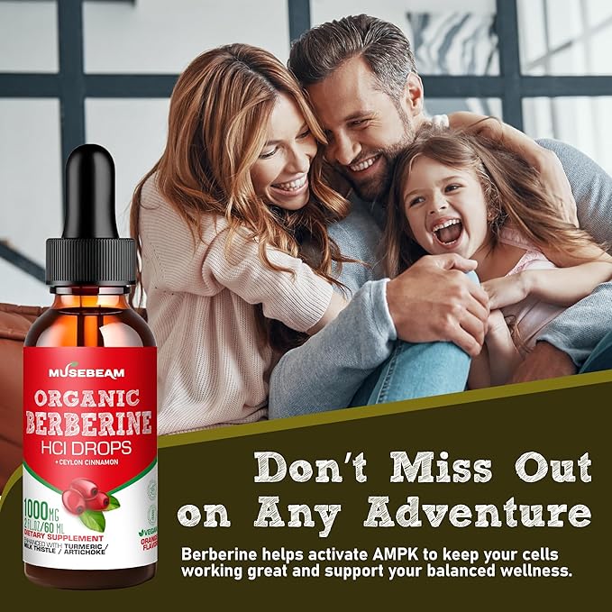 Organic Berberine HCl 1500mg Liquid Drops 2fl. oz (60ml)