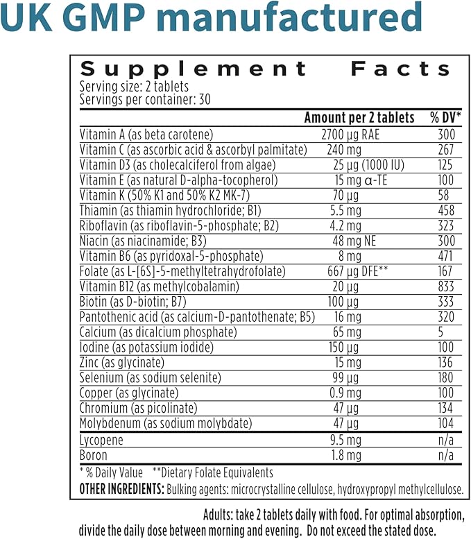 Igennus Methylated Men's Multivitamin, MTHFR Supplement with Active B-Vitamins, 21 Highly Bioavailable Nutrients, Multivitamin for Sustained Release, Clean Label, Non-GMO & Halal 60 Tablets