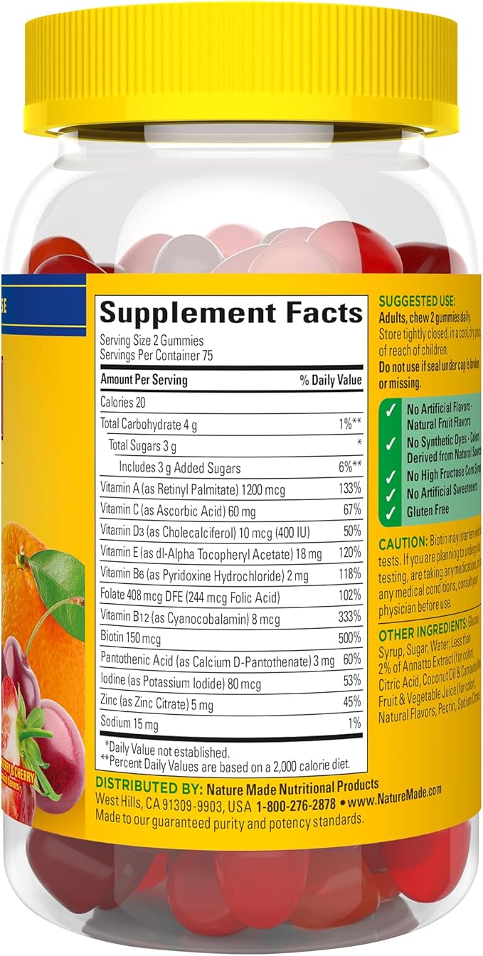 Nature Made Multivitamin Gummies, Dietary Supplement 150 Gummy 75 Day