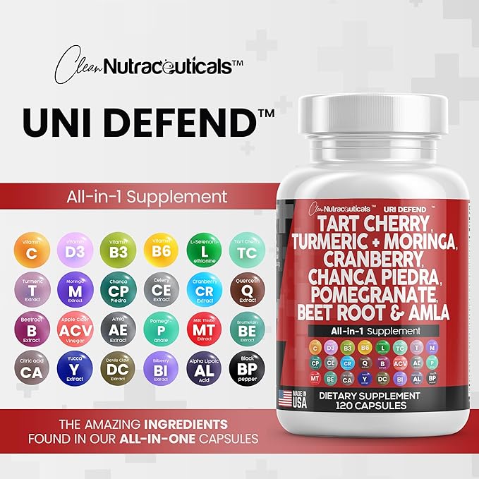 Clean Nutraceuticals Tart Cherry Extract Capsules 20,000mg with 8000mg Moringa 4000mg Cranberry 2000mg Chanca 120 Ct