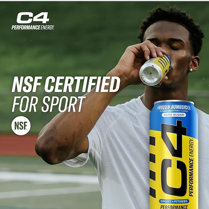 C4 Energy Drink 16oz (Pack of 12) - Frozen Bombsicle - Sugar Free Pre Workout Performance Drink with No Artificial Colors or Dyes