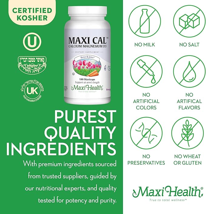 Maxi Health Calcium 1000 mg Supplement D3 (1000 (1000 IU) (500 mg) 180 Capsules