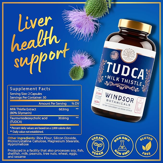 Advanced Tudca Bile Salts Supplement Plus 663mg Silybum 60 Caps
