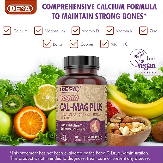 DEVA Vegan Calcium Magnesium Supplement Plus, 90-Tablets, 2-Pack 2-Pack