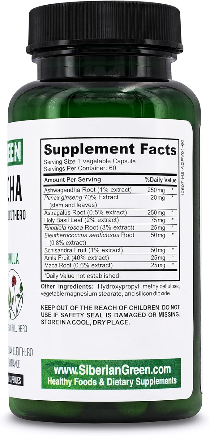 Organic Ashwagandha Root with Astragalus & 60 Capsules
