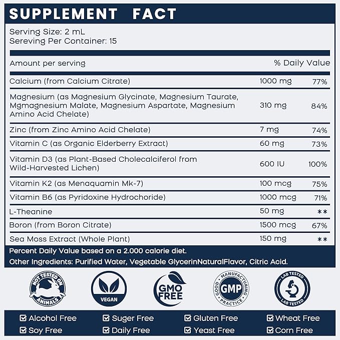(2 Pack) 10 in 1 Calcium D3 K2 K2 Supplement, 1 Fl