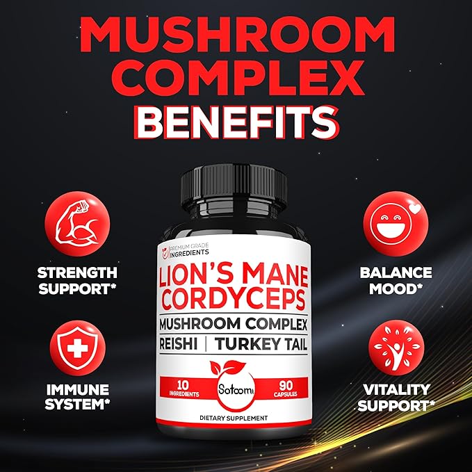 Satoomi 10in1 Cordyceps Mushroom Supplement 90 Capsules 90 Serving