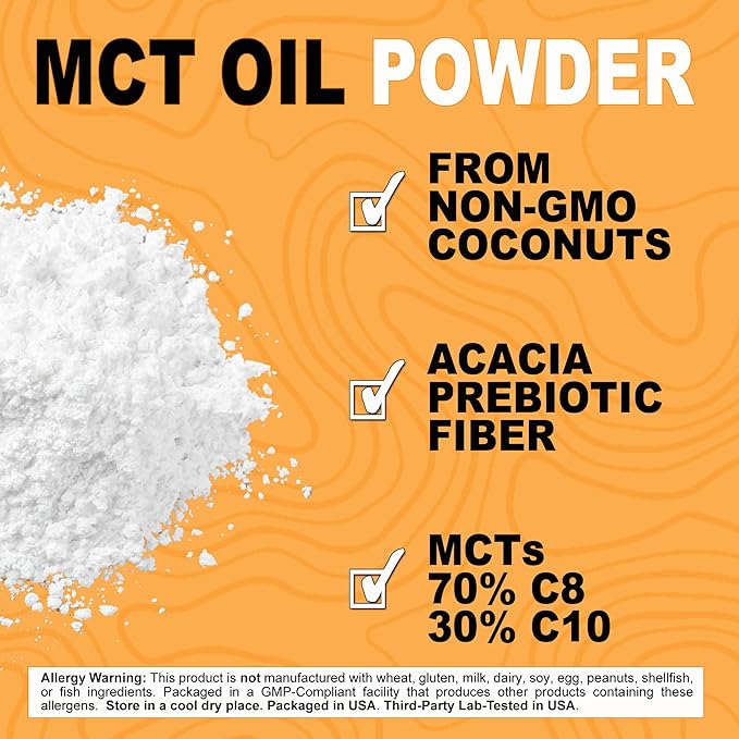 It's Just - MCT Oil Powder w/Prebiotic Fiber (1.5lbs) 70% C8 + 30% C10, Fast Fuel for Body & Brain Health, Keto Coffee Creamer, Non-GMO, 24oz