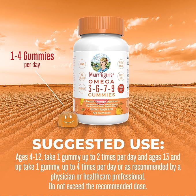 Vegan Omega 3 6 7 9 4 Month 3 Supplement 3 Gummies 120 Count