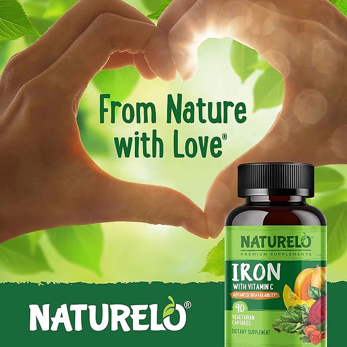 NATURELO Vegan Iron Supplement with Vitamin 90 Mini
