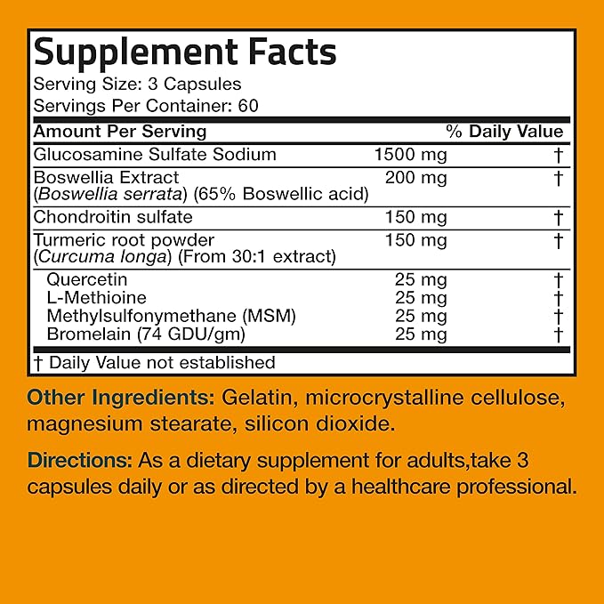 Bronson Glucosamine Chondroitin Turmeric & MSM 180 Capsules