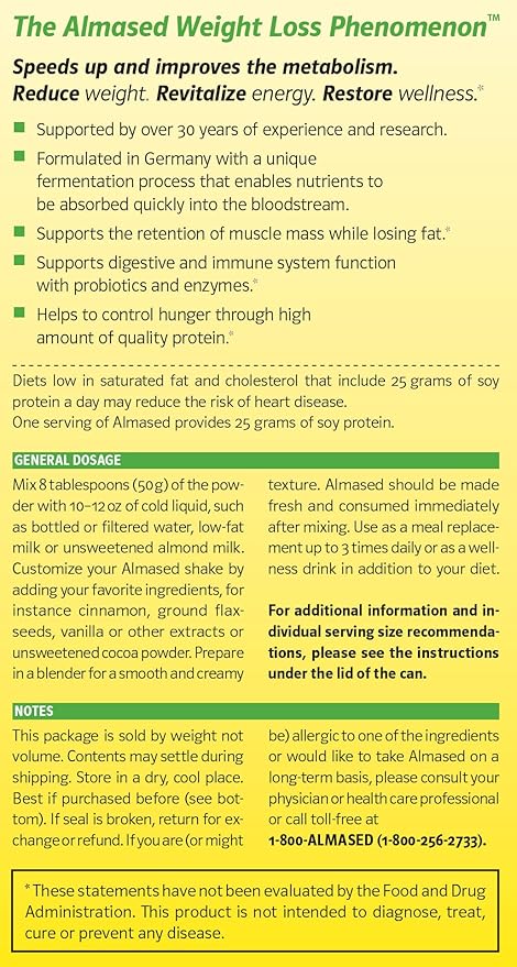 Almased Meal Replacement Shake 17.6 oz (5 Pack)