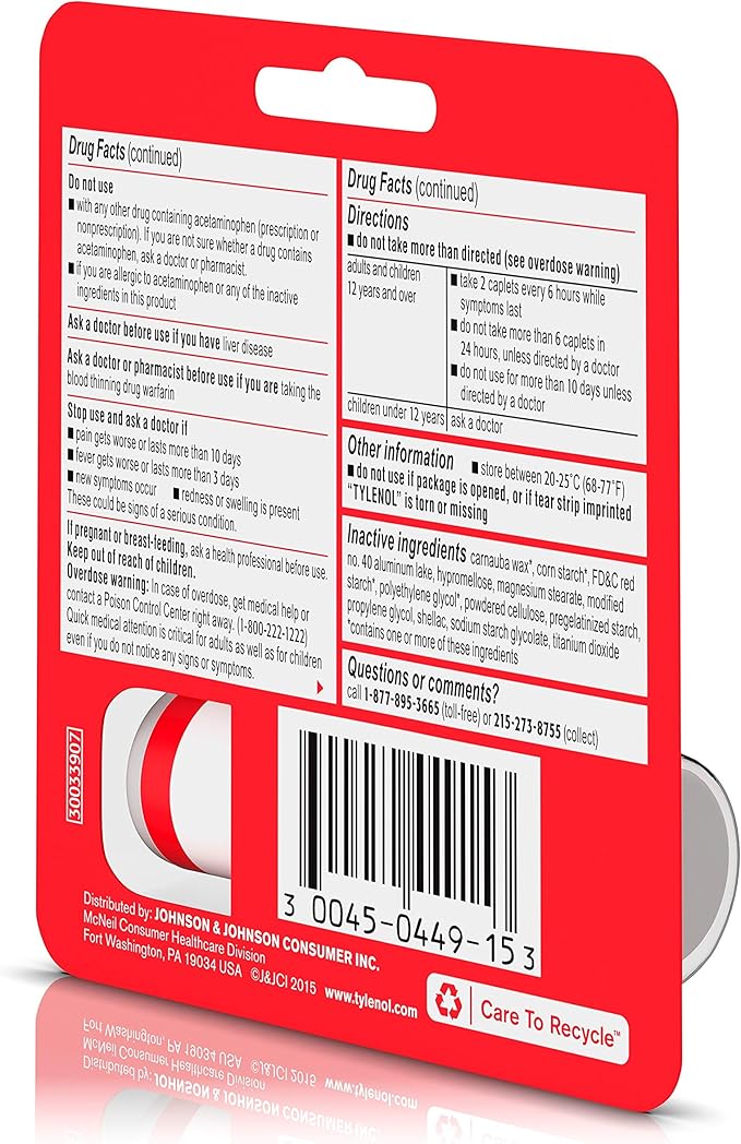 Tylenol Extra Strength Caplets with 500 10 ct