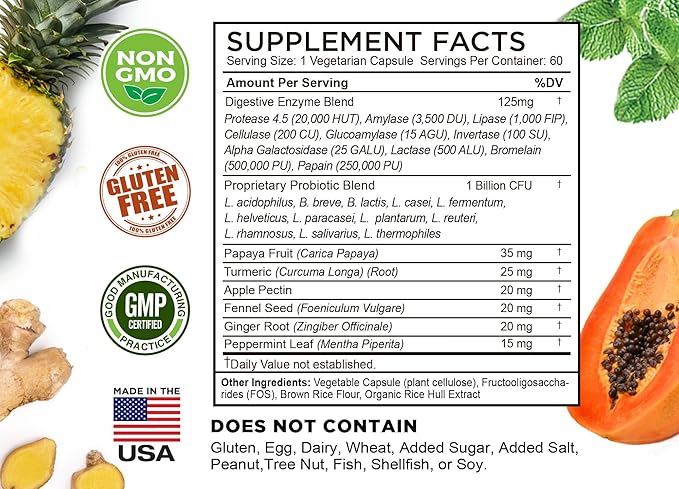 FarmHaven Digestive Enzymes with 18 Probiotics 60 Capsules