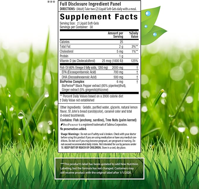 Irwin Naturals Double-Potency Fish Oil 2,000mg Omega-3 EFA's, D3, EPA 60 Liquid