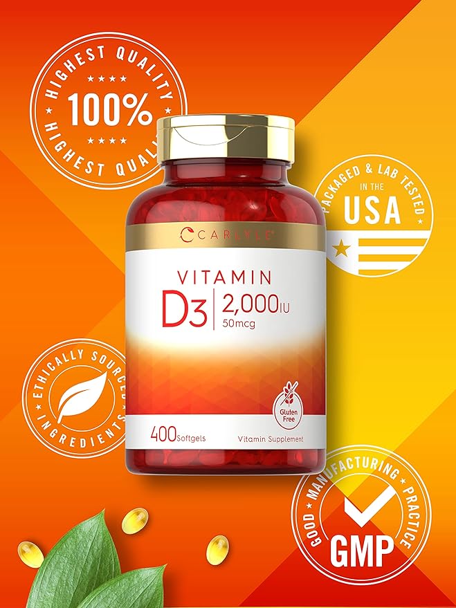 Carlyle Vitamin D3 2000IU Softgels 400 Count 50 mcg
