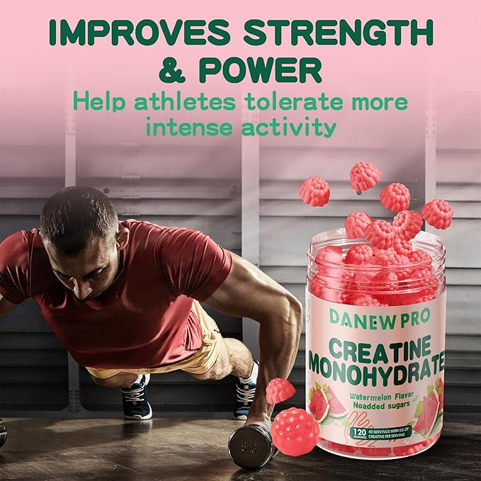 Creatine Monohydrate Gummies 5000mg for Men & Women, Creatine Monohydrate for Muscle Strength, Muscle Builder, Energy Boost, Pre-Workout Supplement(120 Count)-Watermelon Flavor