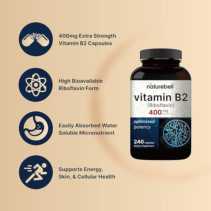 NatureBell Vitamin B2 Riboflavin 400mg Per 240 Capsules