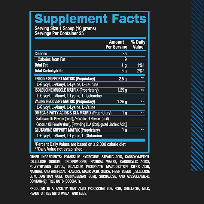BPI Sports Best Aminos - BCAA Powder Post Workout & Glutamine Recovery Drink with Branched Chain Amino Acids for Hydration & Recovery, for Men & Women - Arctic Ice - 25 Servings