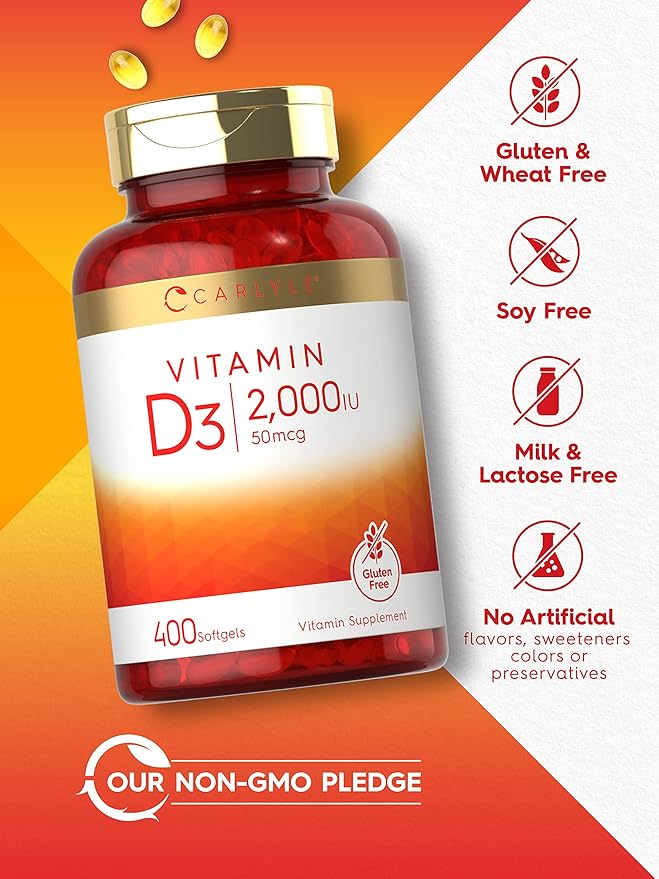 Carlyle Vitamin D3 2000IU Softgels 400 Count 50 mcg