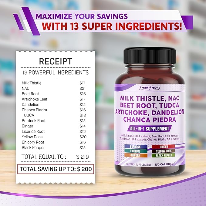 Milk Thistle 12000mg NAC Beet Root 4000mg Artichoke 2000mg Dandelion 1500mg -