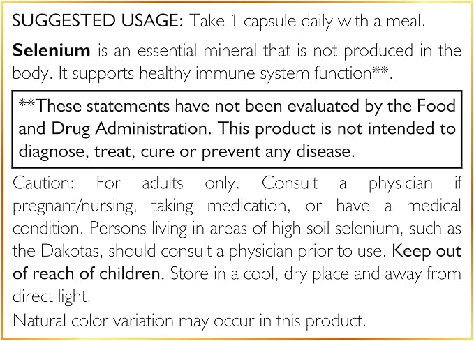 Coco March Selenium - Essential Mineral for Thyroid Health -200 mcg- 3 Month Supply -Gluten Free, Soy Free, Dairy Free, GMO Free, Vegan - 90 Capsules