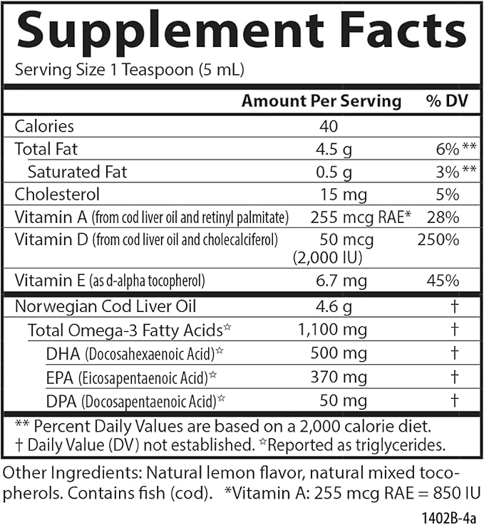 Carlson - Super D Omega-3, Wild-Caught 2000 IU (50 mcg) D3, 1100 1100 mg Omega-3s, Sustainably 250 ml