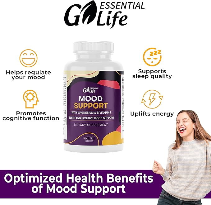Mood Support Supplement 5-HTP, Vitamin B6-B12, and 60 Capsules